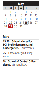 District School Academic Calendar for Eastport Elementary for May 2023