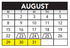 District School Academic Calendar for Crossroads Summer Program for August 2022