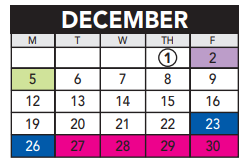 District School Academic Calendar for Jefferson Elementary for December 2022