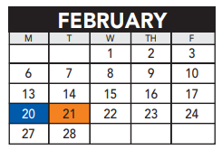 District School Academic Calendar for Bridges for February 2023