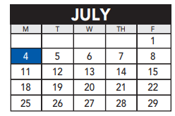 District School Academic Calendar for Mississippi Elementary for July 2022