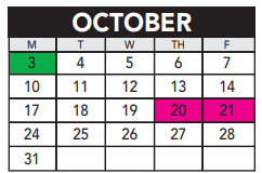 District School Academic Calendar for Anoka Secondary Targeted Services for October 2022