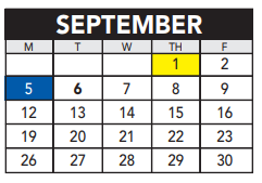 District School Academic Calendar for Sandburg Middle for September 2022