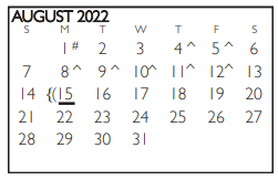 District School Academic Calendar for Ousley Junior High for August 2022