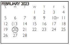 District School Academic Calendar for Gunn Junior High for February 2023