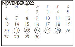 District School Academic Calendar for Dunn Elementary for November 2022