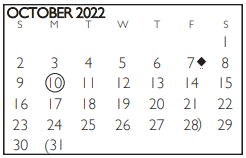 District School Academic Calendar for Hill Elementary for October 2022