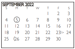 District School Academic Calendar for Webb Elementary for September 2022