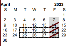 District School Academic Calendar for Athens Annex for April 2023