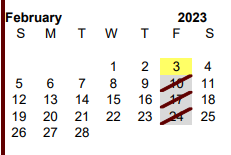 District School Academic Calendar for R C Fisher Campus for February 2023