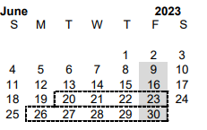 District School Academic Calendar for Athens Middle for June 2023