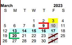 District School Academic Calendar for R C Fisher Campus for March 2023