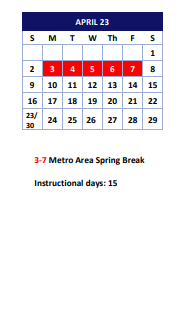 District School Academic Calendar for East Lake Elementary School for April 2023