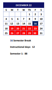 District School Academic Calendar for Parkside Elementary School for December 2022