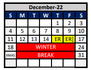 District School Academic Calendar for Aubrey Middle for December 2022