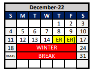 District School Academic Calendar for Denton Co J J A E P for December 2022