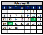 District School Academic Calendar for Aubrey Middle for February 2023