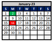 District School Academic Calendar for Denton Co J J A E P for January 2023