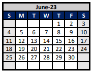 District School Academic Calendar for Denton Co J J A E P for June 2023