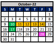 District School Academic Calendar for Aubrey Middle for October 2022