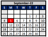 District School Academic Calendar for Denton Co J J A E P for September 2022