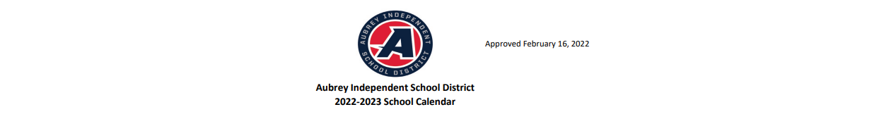 District School Academic Calendar for Aubrey Elementary