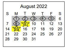 District School Academic Calendar for Aurora Quest Academy for August 2022