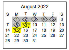 District School Academic Calendar for Paris Elementary School for August 2022