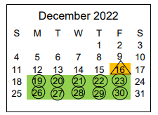 District School Academic Calendar for New America School for December 2022