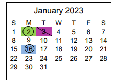 District School Academic Calendar for Paris Elementary School for January 2023