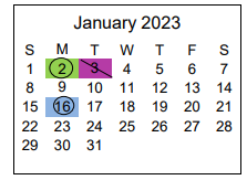 District School Academic Calendar for Peoria Elementary School for January 2023