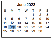 District School Academic Calendar for Dartmouth Elementary School for June 2023