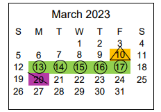 District School Academic Calendar for Columbia Middle School for March 2023