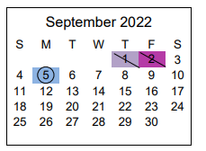 District School Academic Calendar for Dartmouth Elementary School for September 2022