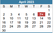 District School Academic Calendar for Bedichek Middle School for April 2023
