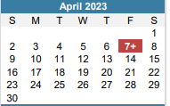 District School Academic Calendar for Small Middle School for April 2023