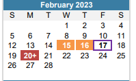 District School Academic Calendar for Dobie Middle School for February 2023