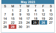 District School Academic Calendar for Widen Elementary for May 2023