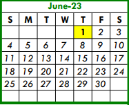 District School Academic Calendar for Tarrant Co J J A E P for June 2023