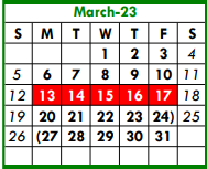 District School Academic Calendar for W E Hoover Elementary for March 2023