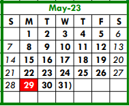 District School Academic Calendar for Azle Junior High South for May 2023