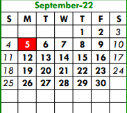 District School Academic Calendar for Azle Elementary for September 2022