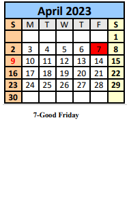 District School Academic Calendar for Oconee Valley-baldwin Alternative Day  School for April 2023