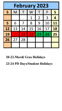 District School Academic Calendar for Daphne Middle School for February 2023