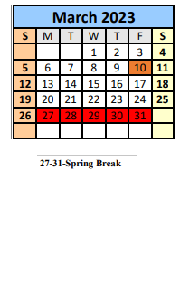 District School Academic Calendar for Orange Beach Elementary School for March 2023