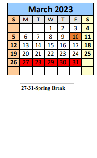 District School Academic Calendar for North Baldwin Center For Technology for March 2023