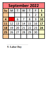 District School Academic Calendar for Stapleton School for September 2022