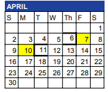 District School Academic Calendar for Bandera High School for April 2023