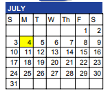 District School Academic Calendar for Alkek Elementary for July 2022