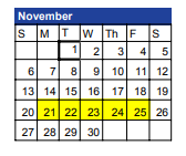 District School Academic Calendar for Hill Country Elementary for November 2022
